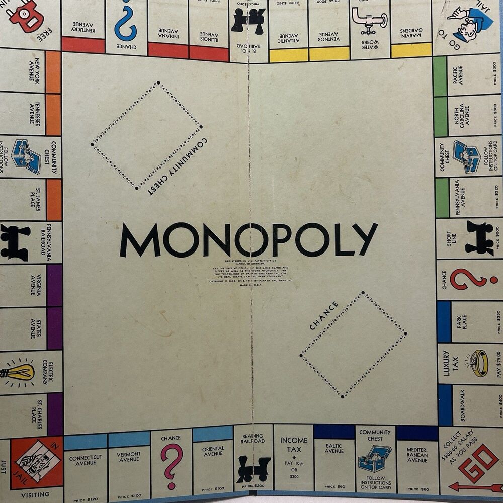 Vintage 1961 MONOPOLY Board Game Parker Brothers with Metal Tokens - Picture 3 of 15
